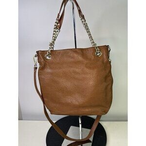 Michael Kors MK SILVER Leather Tote shoulder Bag purse Crossbody Silver chain